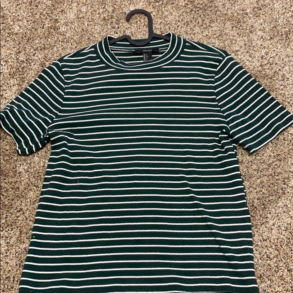 Green and white striped T-shirt